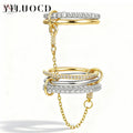 5-Piece Gold-Plated Cubic Zirconia Interlocking Ring Set - view 1