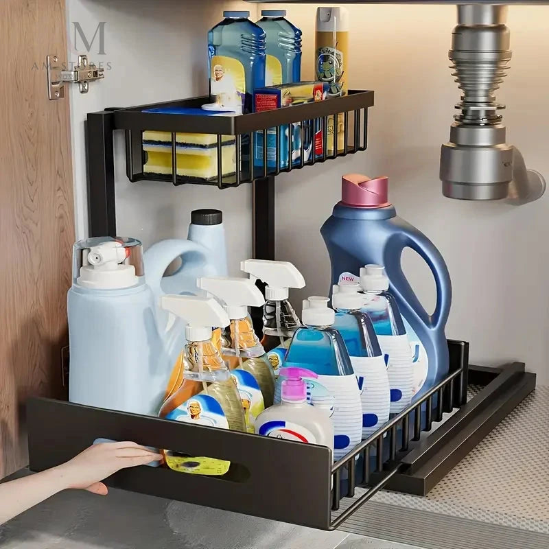 2-Tier Pull-Out Under-Sink Cabinet Organizer