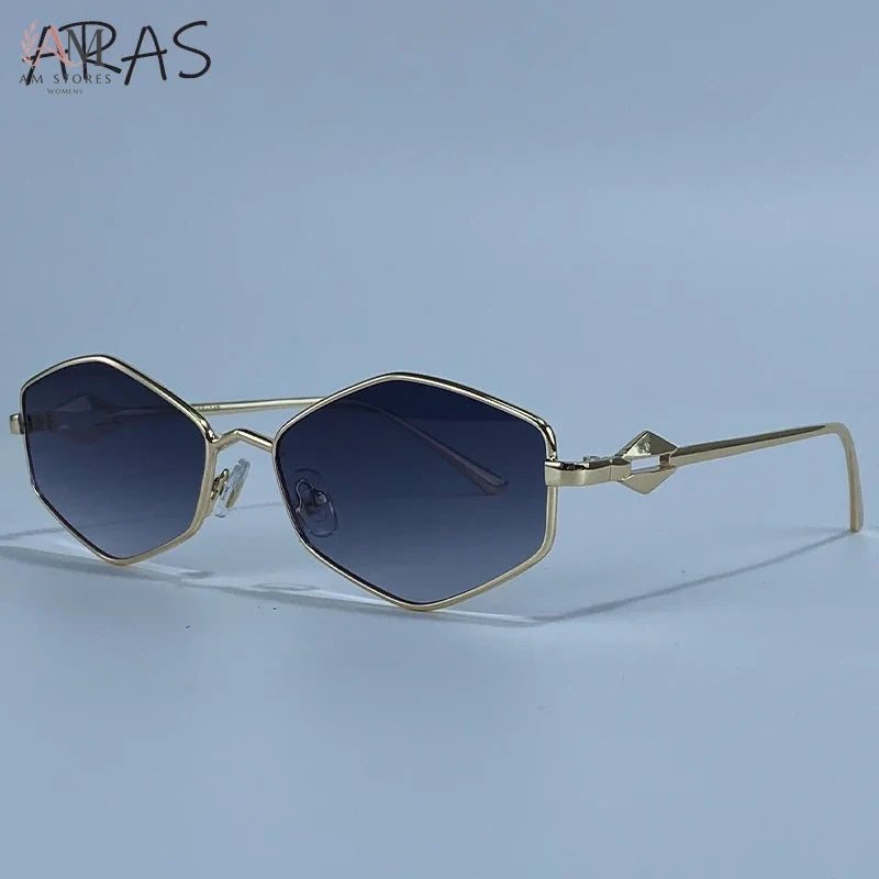 Women's Vintage Hexagon Metal Sunglasses - view 8