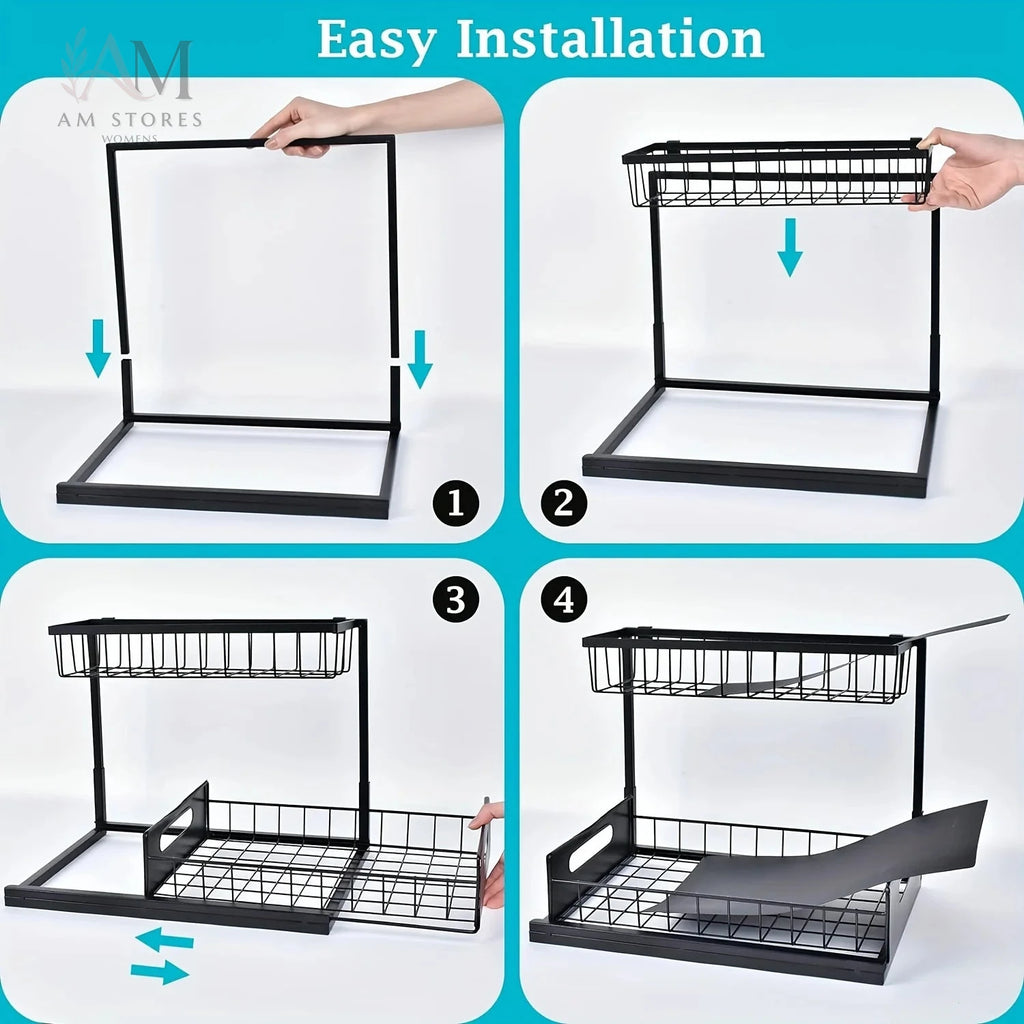 2-Tier Pull-Out Under-Sink Cabinet Organizer