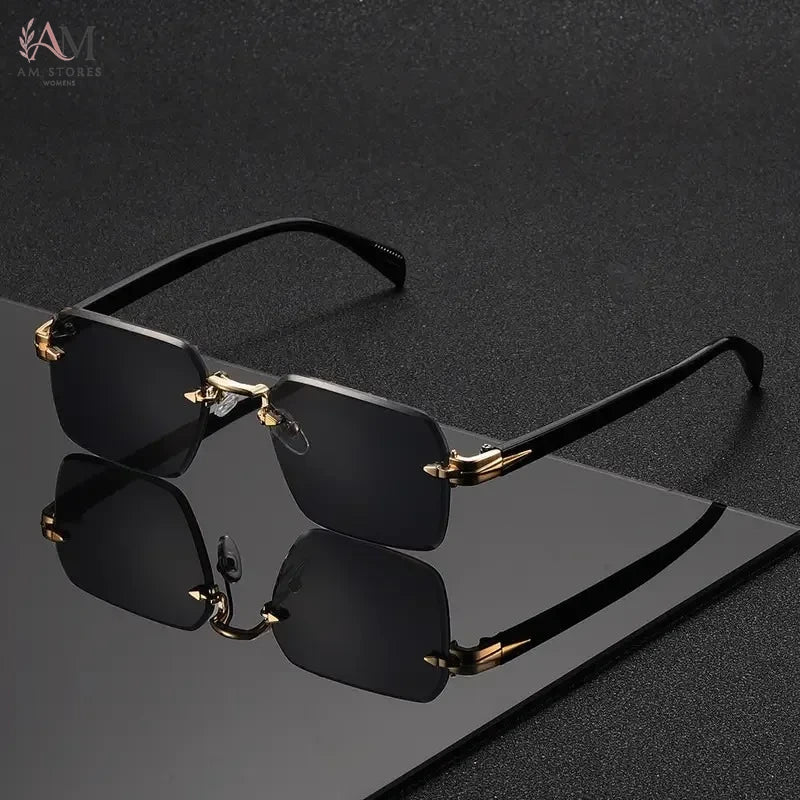 Unisex Rimless Rectangle Sunglasses UV400 - view 7
