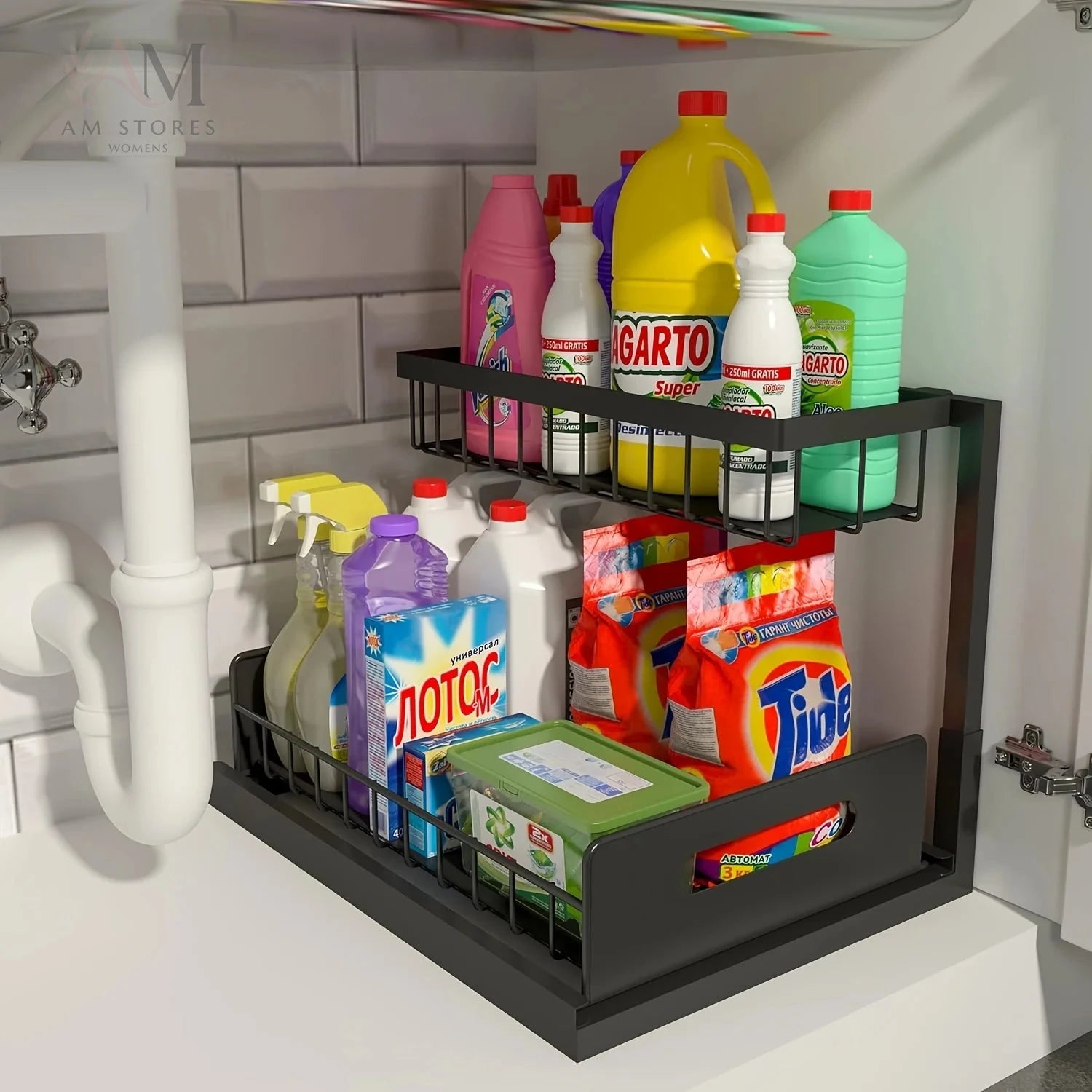 2-Tier Pull-Out Under-Sink Cabinet Organizer