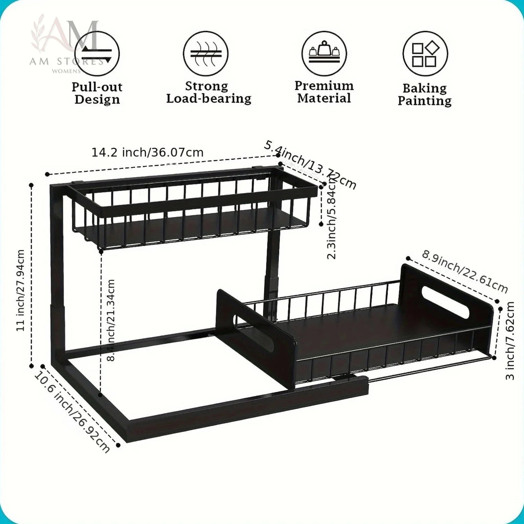 2-Tier Pull-Out Under-Sink Cabinet Organizer