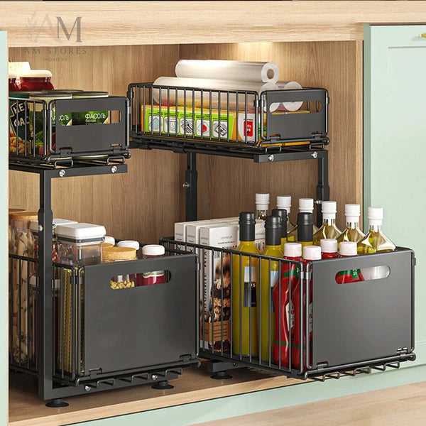 Adjustable 2-Tier Pull-Out Under-Sink Organizer
