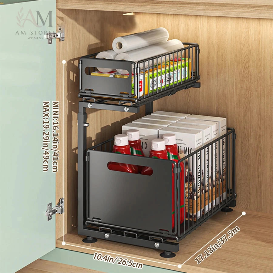 Adjustable 2-Tier Pull-Out Under-Sink Organizer