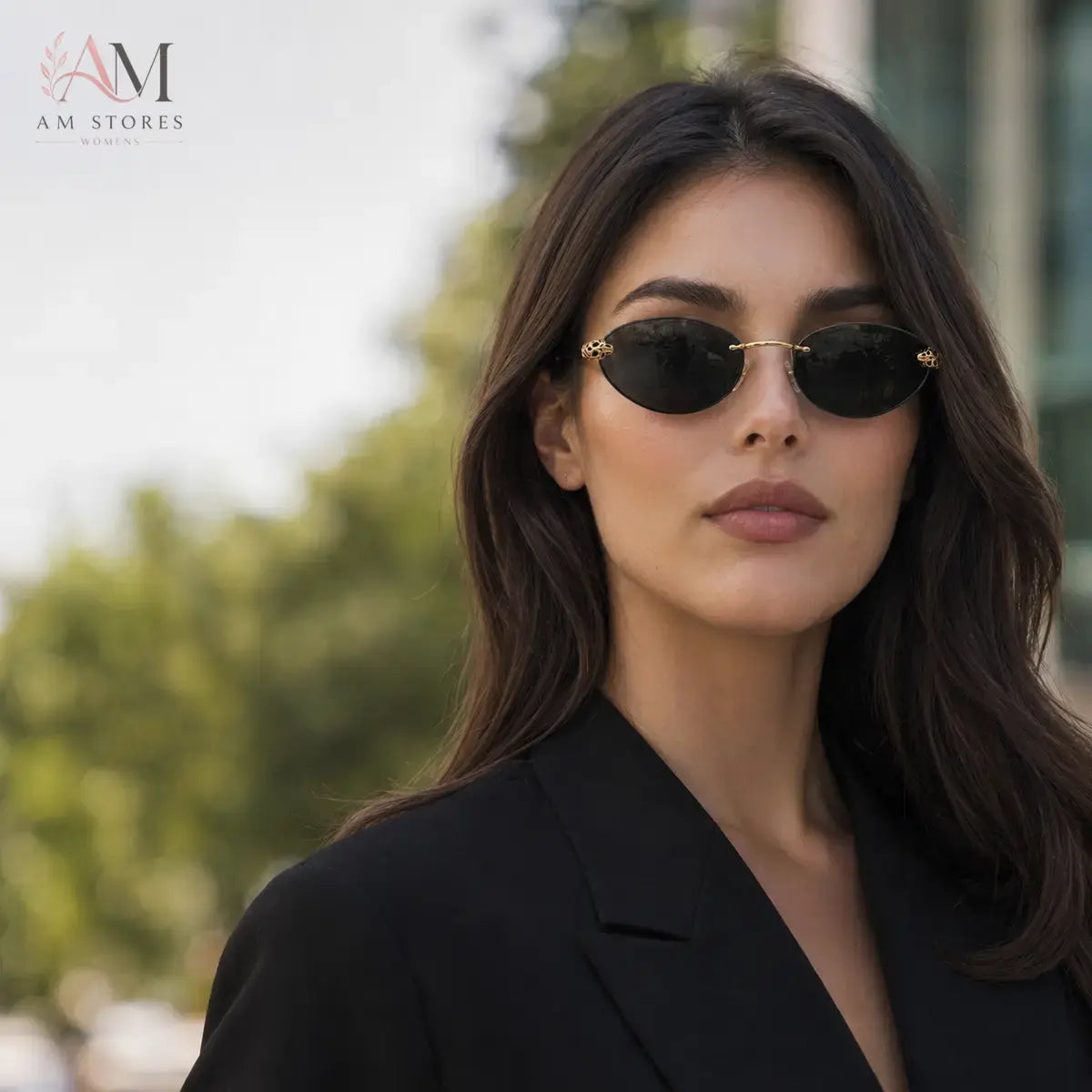 Women's Vintage Rimless Hexagon Y2K Sunglasses - AM Stores lifestyle image