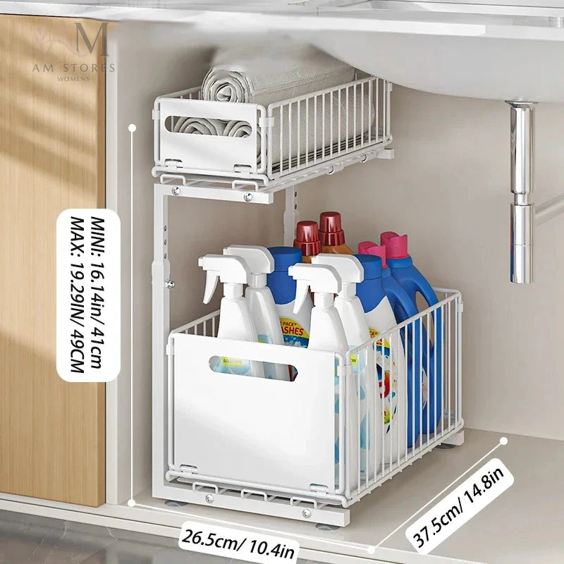 Adjustable 2-Tier Pull-Out Under-Sink Organizer