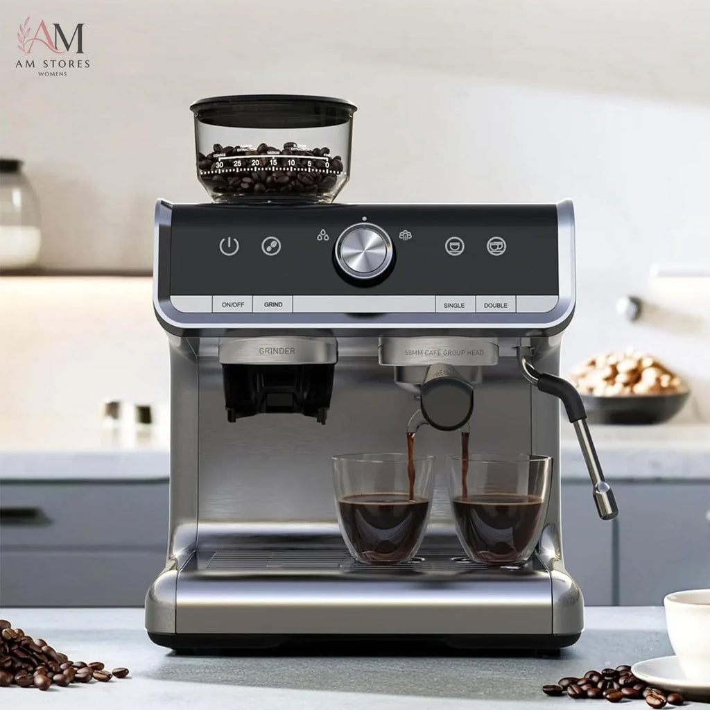 20-Bar 1450W Espresso Machine with Built-In Grinder