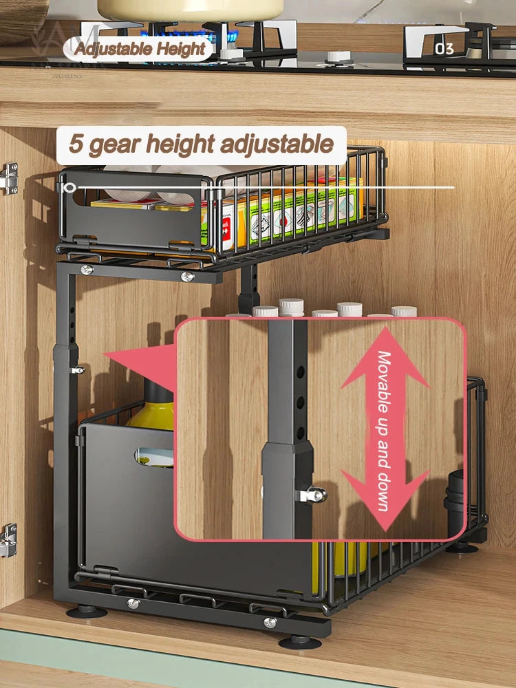 Adjustable 2-Tier Pull-Out Under-Sink Organizer