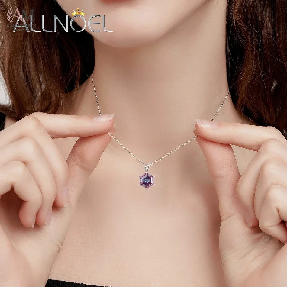 ALLNOEL 2ct Alexandrite Hexagon Pendant Necklace - view 3