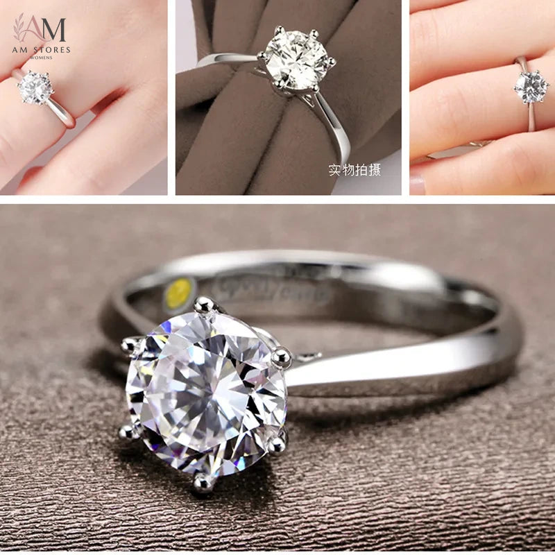Fine Crystal Engagement Wedding Unisex Ring - view 4