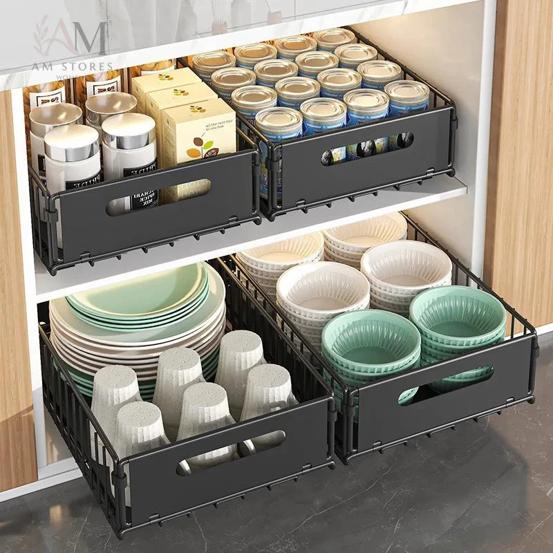 Foldable Pull-Out Cabinet Storage Organizer