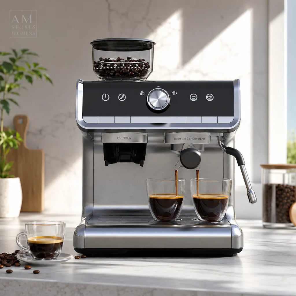 20-Bar 1450W Espresso Machine with Built-In Grinder - AM Stores main product image