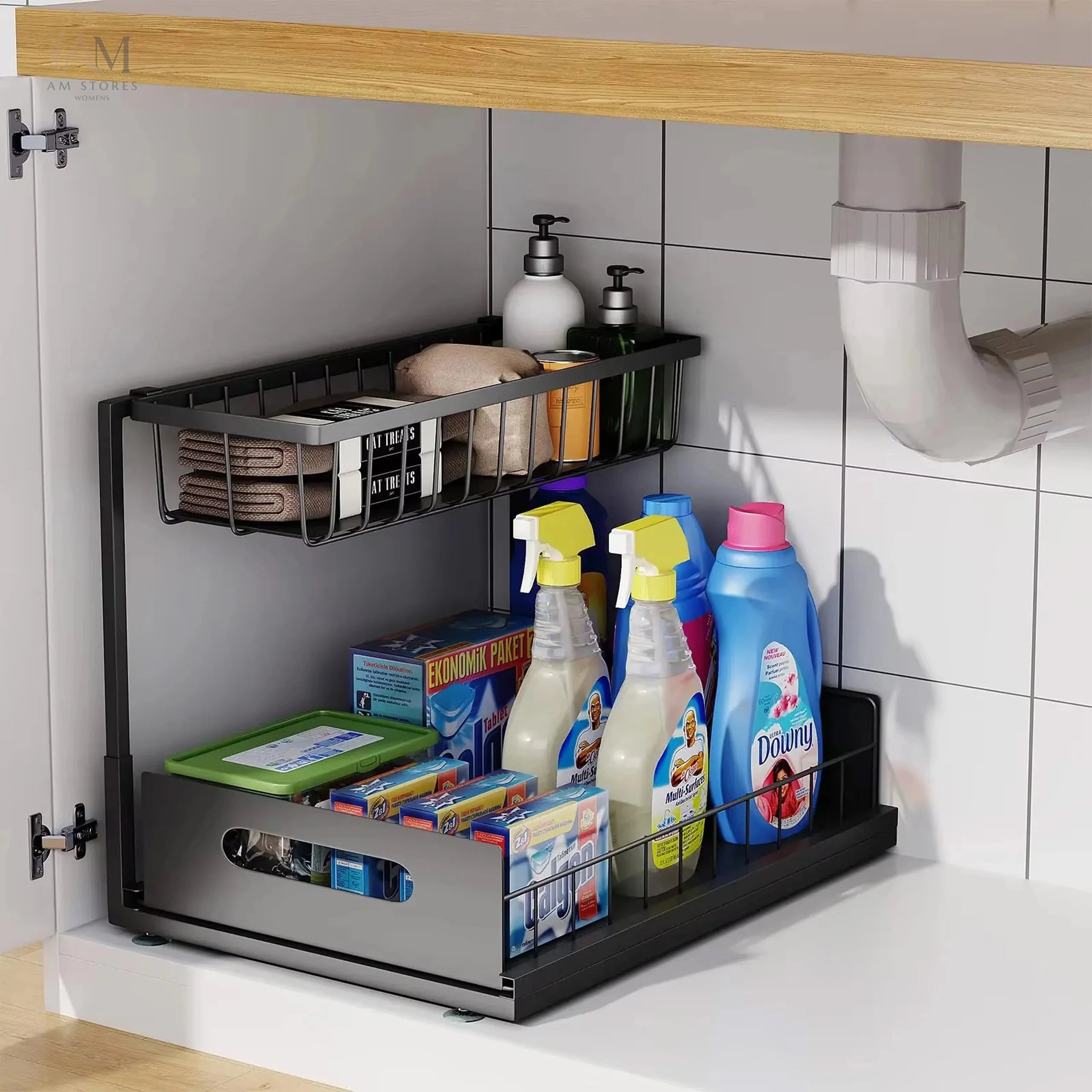 2-Tier Pull-Out Under-Sink Basket Organizer