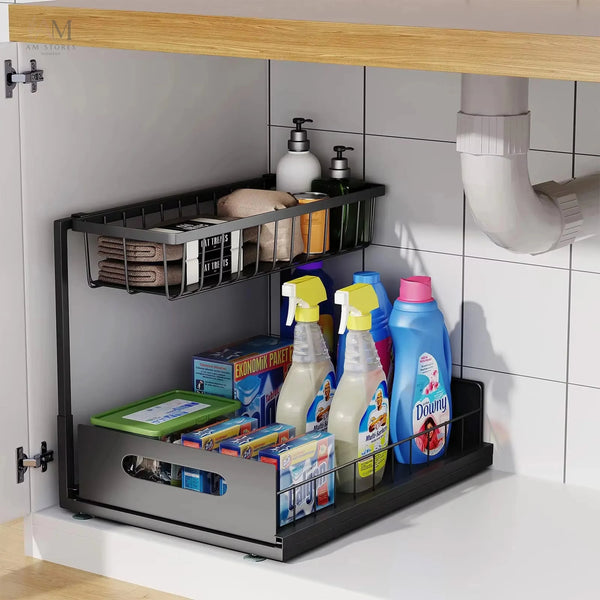2-Tier Pull-Out Under-Sink Basket Organizer