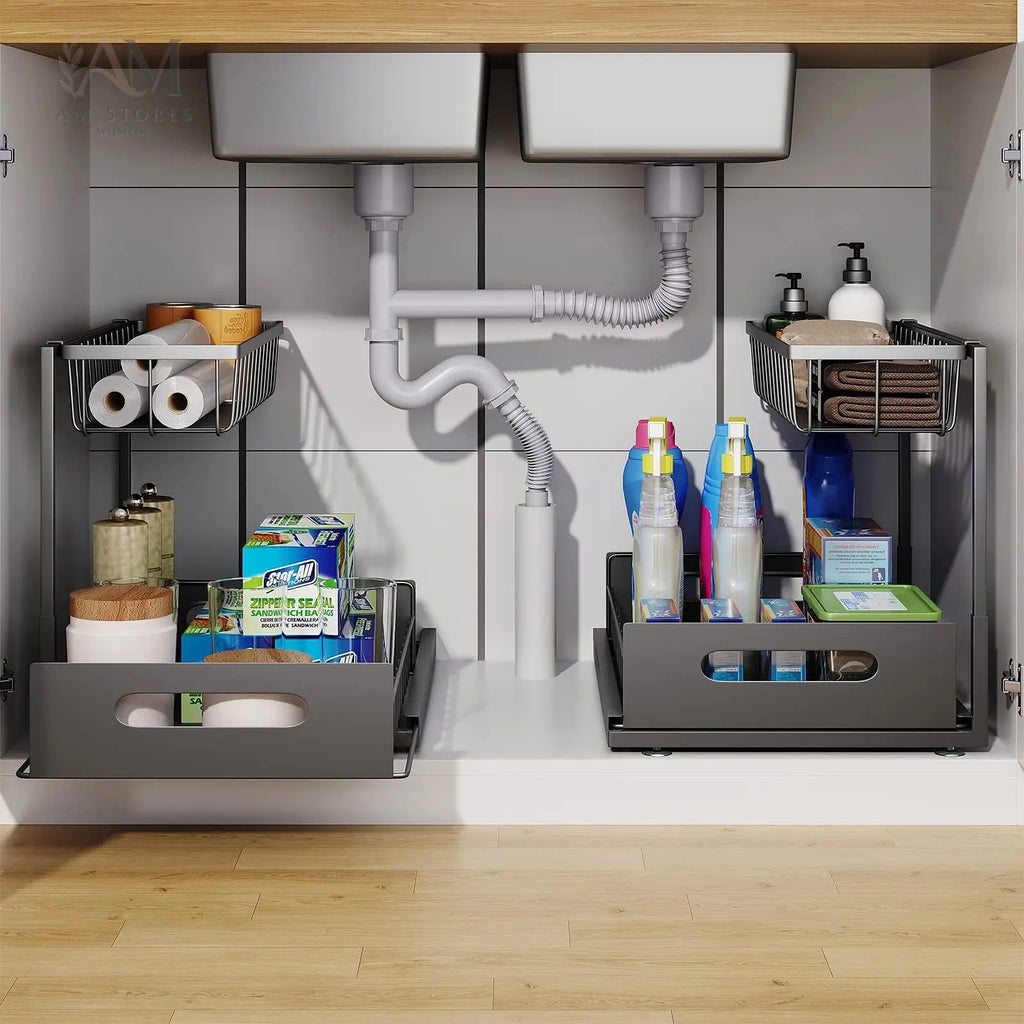2-Tier Pull-Out Under-Sink Basket Organizer