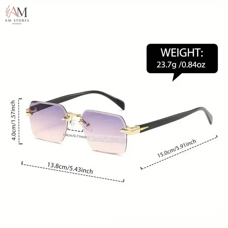 Unisex Rimless Rectangle Sunglasses UV400 - view 5