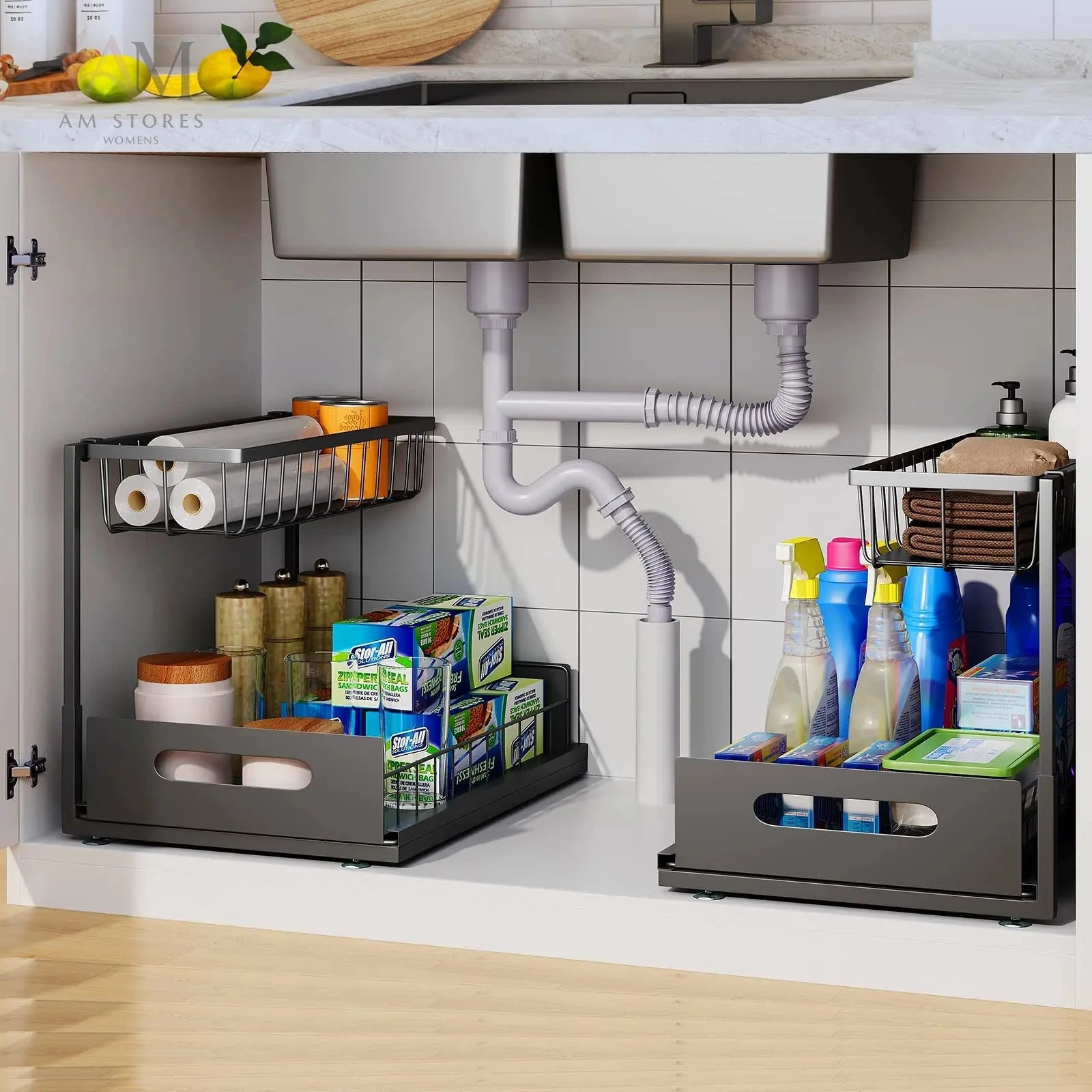 2-Tier Pull-Out Under-Sink Basket Organizer