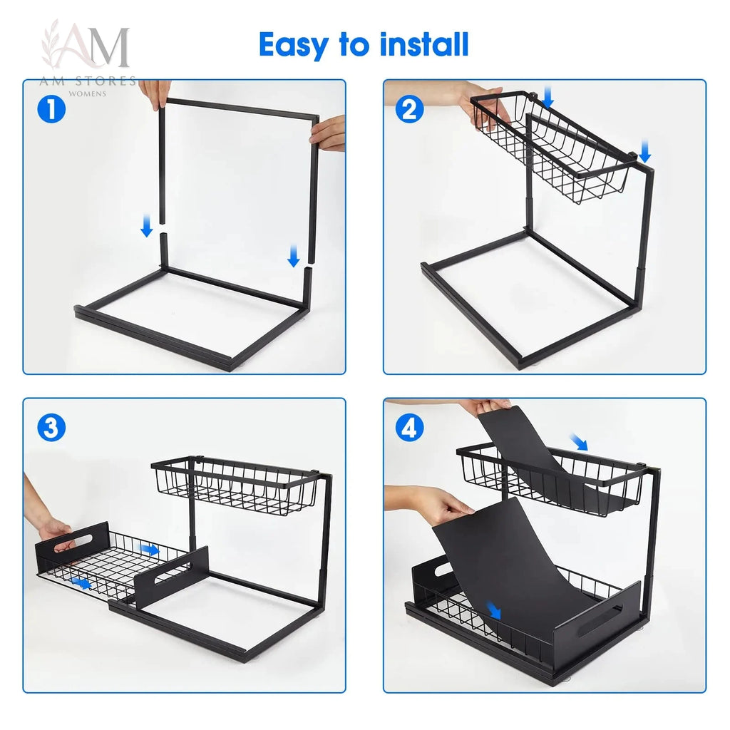 2-Tier Pull-Out Under-Sink Basket Organizer