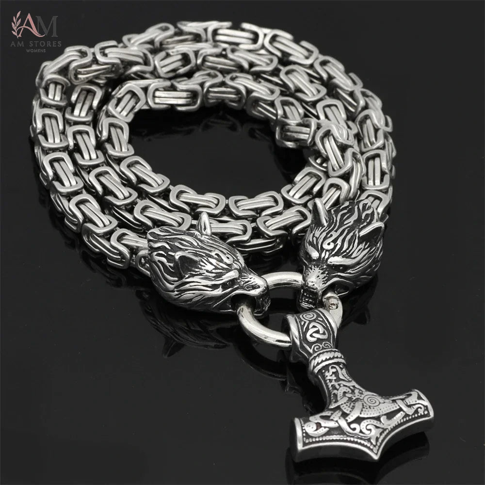 Stainless Steel Wolf Celtic Men's Pendant Necklace - view 9