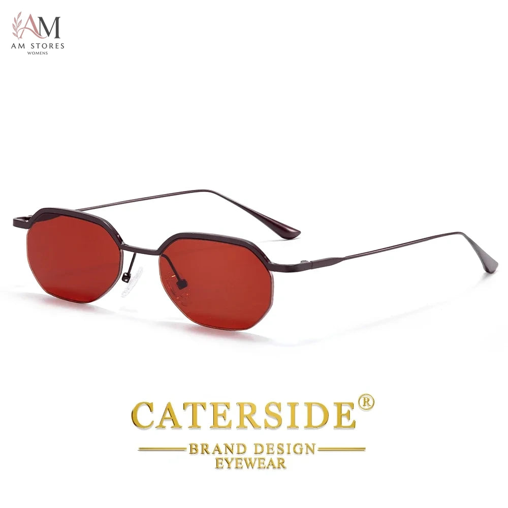 Caterside Unisex Vintage Polygon Small-Frame Sunglasses - view 6