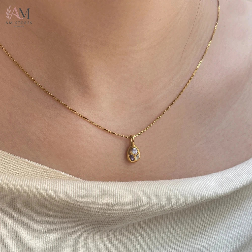EManco Purple Cubic Zirconia Teardrop Necklace - view 4