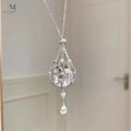 White Crystal Starry Mesh Pendant Necklace - view 6