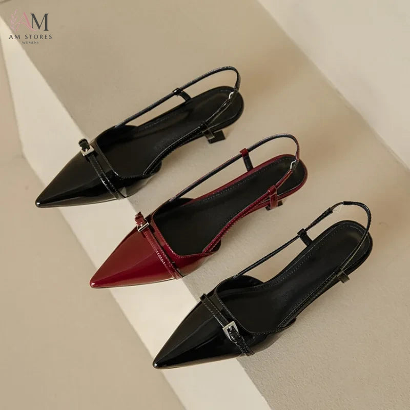 Women's Pointed-Toe Slip-On Leather High-Heel Pumps - view 6