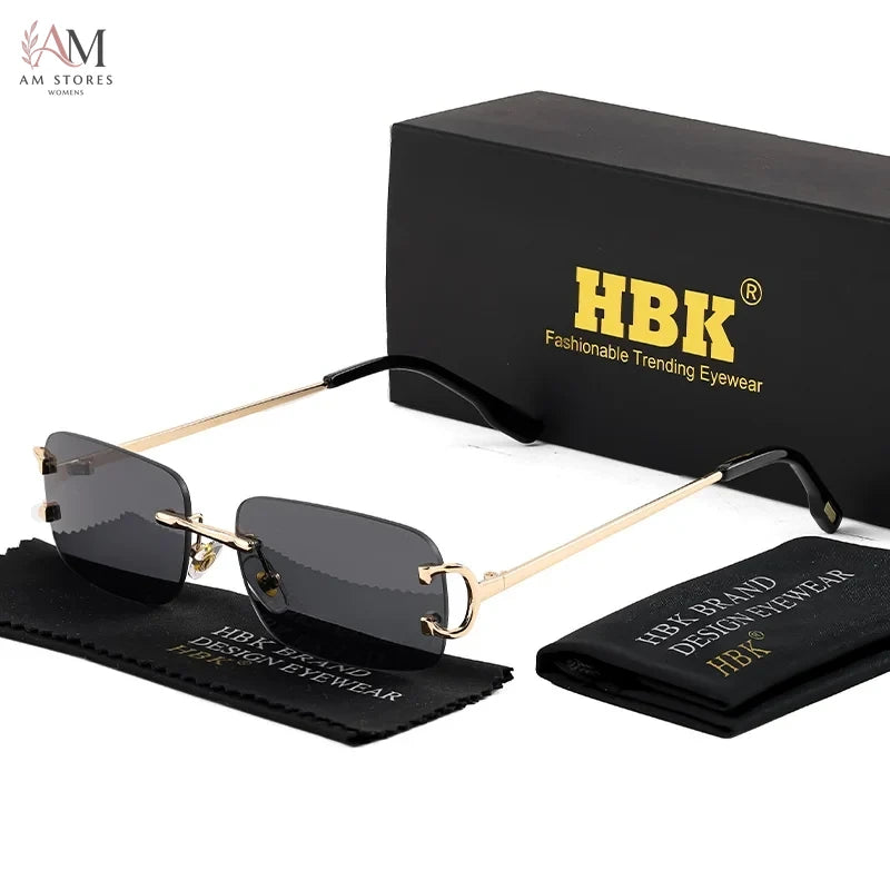 HBK Unisex Vintage Rimless Rectangle Sunglasses UV400 - view 11