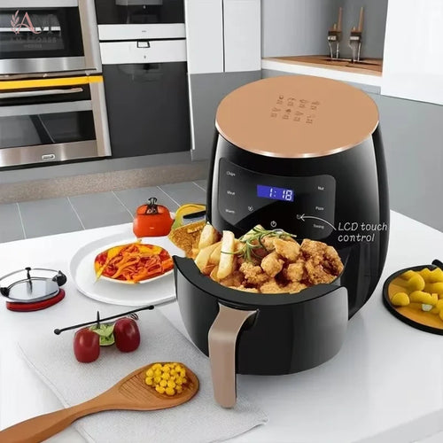 1.19-Gallon Air Fryer: Features a smart touch screen with color icons, multiple preset recipes, and manual adjustment functions for quick and effortless cooking. Dishwasher-safe; ideal for home use, gatherings, and as a versa