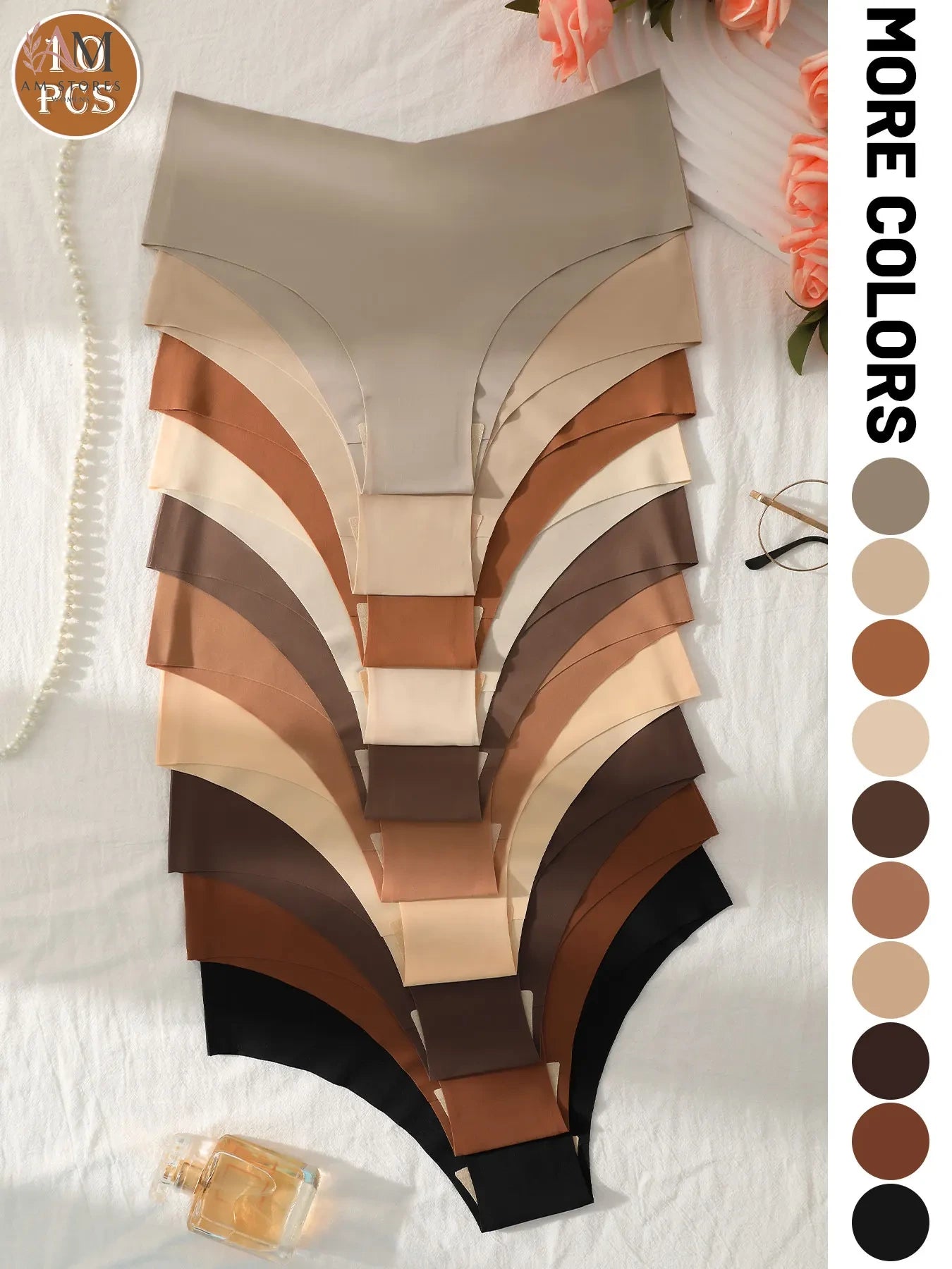 10pcs Women's Seamless Comfortable Solid Color Triangle Panties
