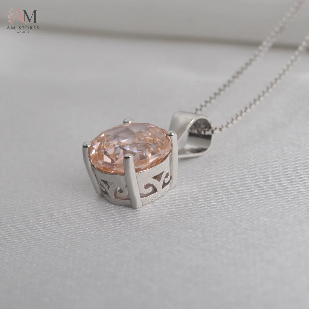 Potiy 2ct Morganite Cubic Zirconia Pendant Necklace - view 6