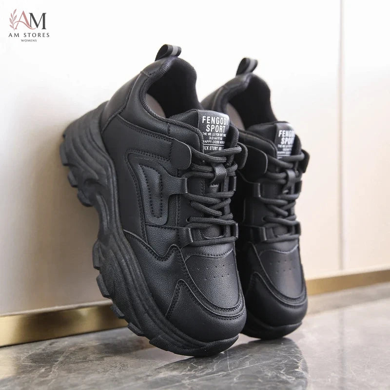 Women's Platform Leather Sneakers - view 4