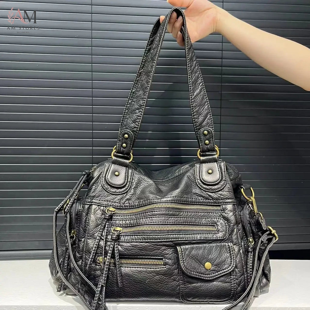 Y2K Girls' Leather Large-Capacity Vintage Crossbody Bag - view 7