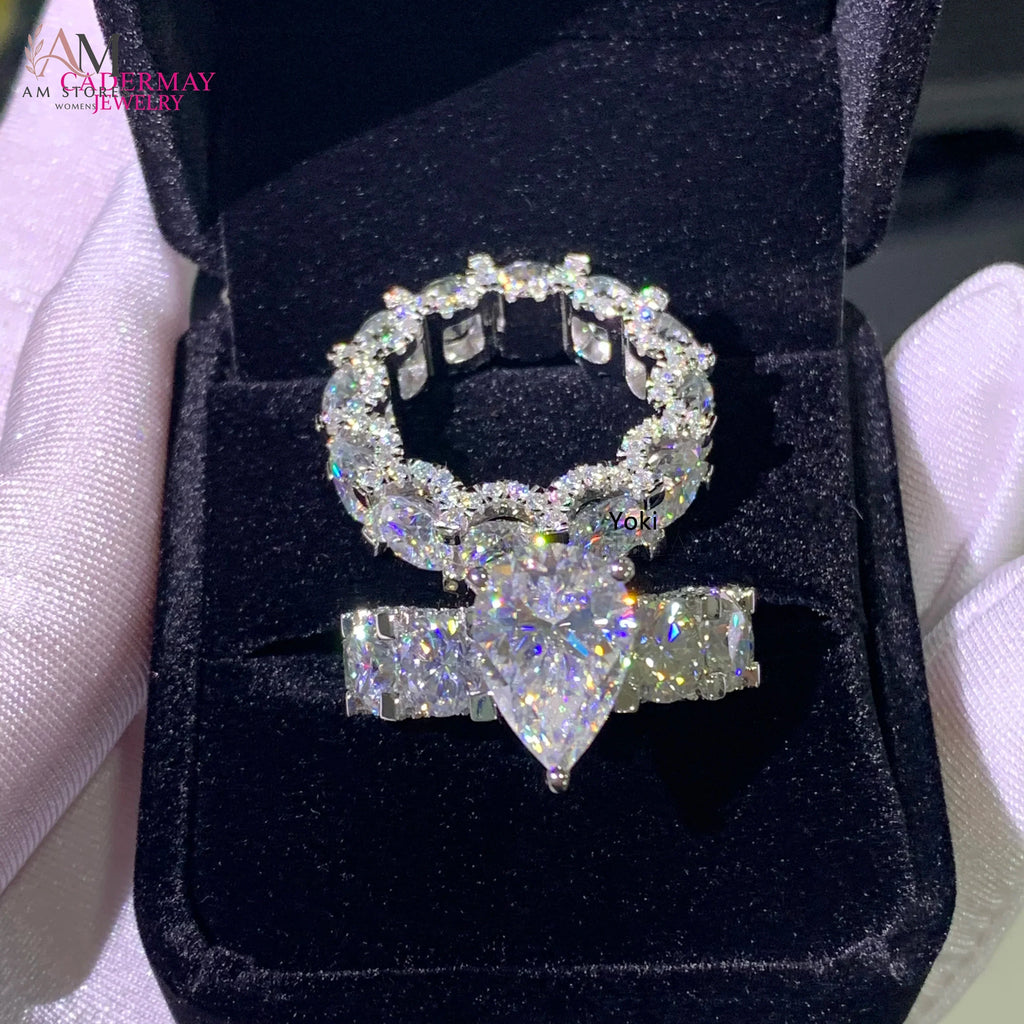 Cadermay 5ct Pear-Cut Moissanite Ring Set - view 2