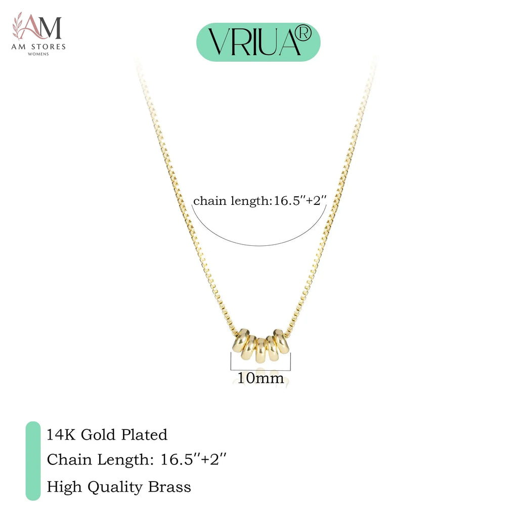 14K Gold-Plated Five-Ring Pendant Necklace - view 5