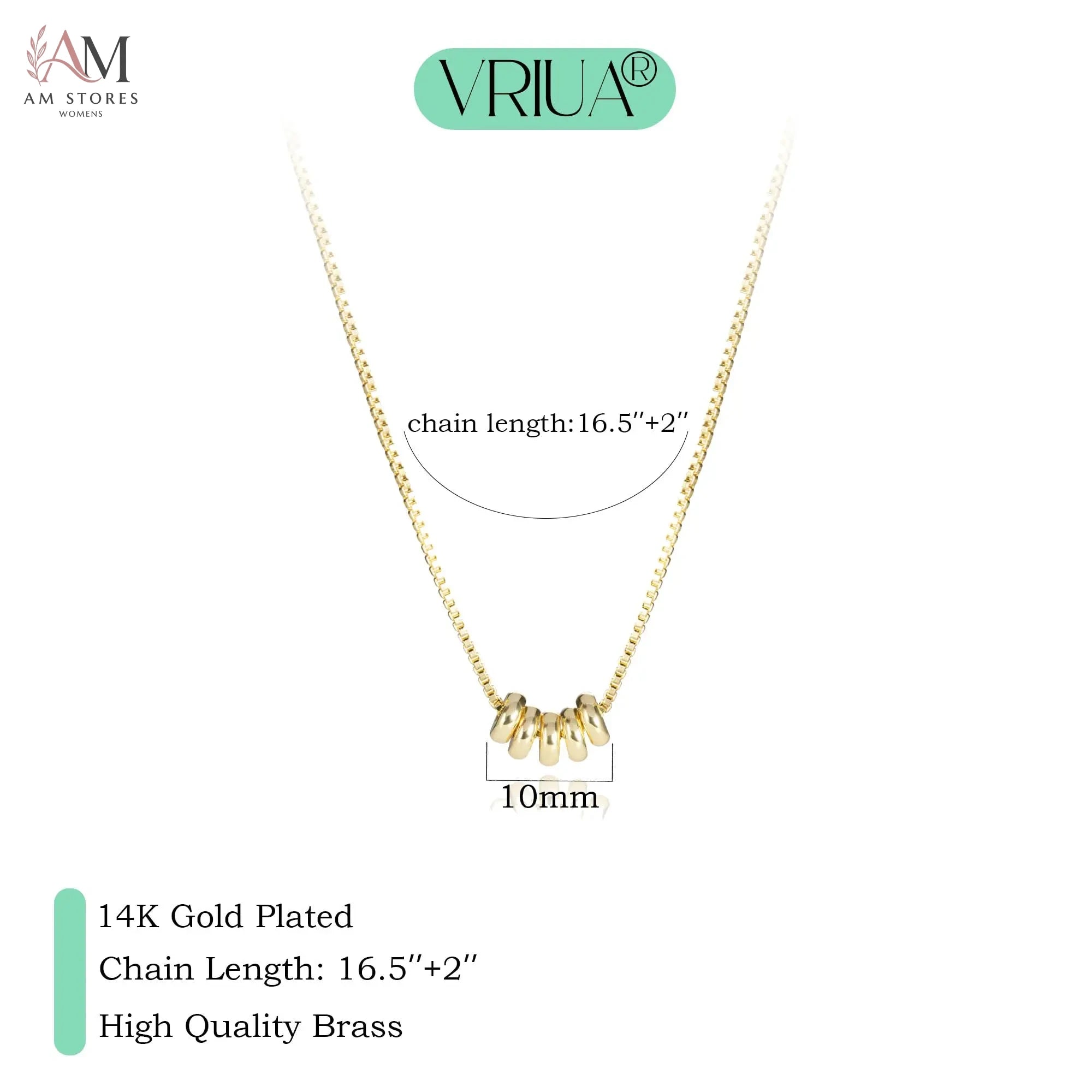14K Gold-Plated Five-Ring Pendant Necklace - view 5