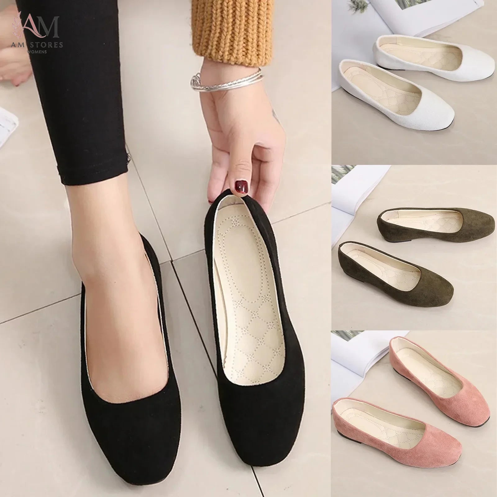 Women's Suede Square-Toe Flat Loafers - view 1