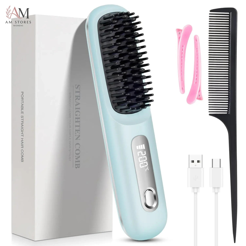 USB Portable Ceramic Hair Straightening Brush - view 7