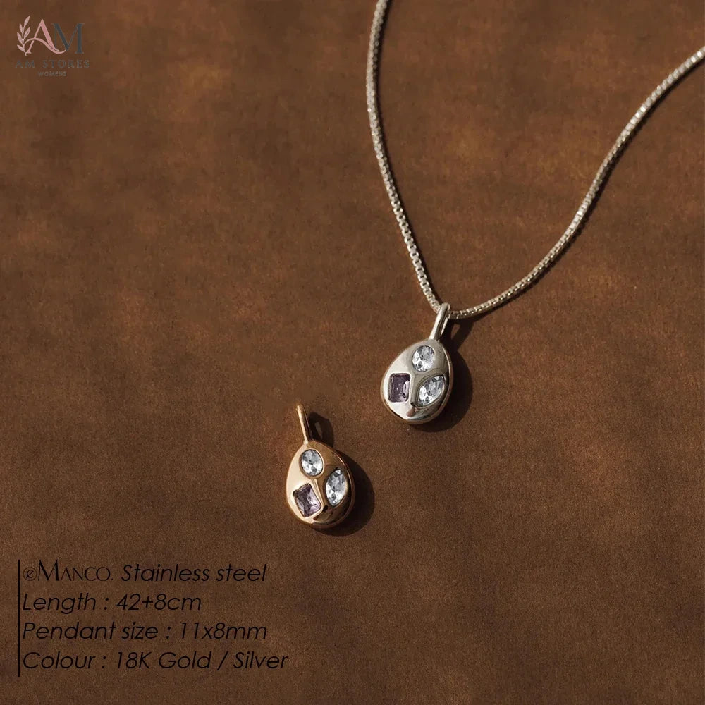 EManco Purple Cubic Zirconia Teardrop Necklace - view 2
