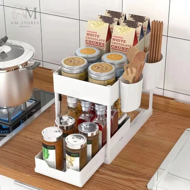 2-Tier Sliding Under-Sink Storage Organizer