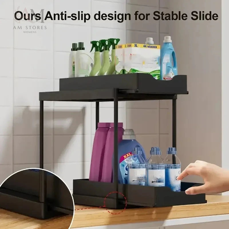 2-Tier Sliding Under-Sink Storage Organizer