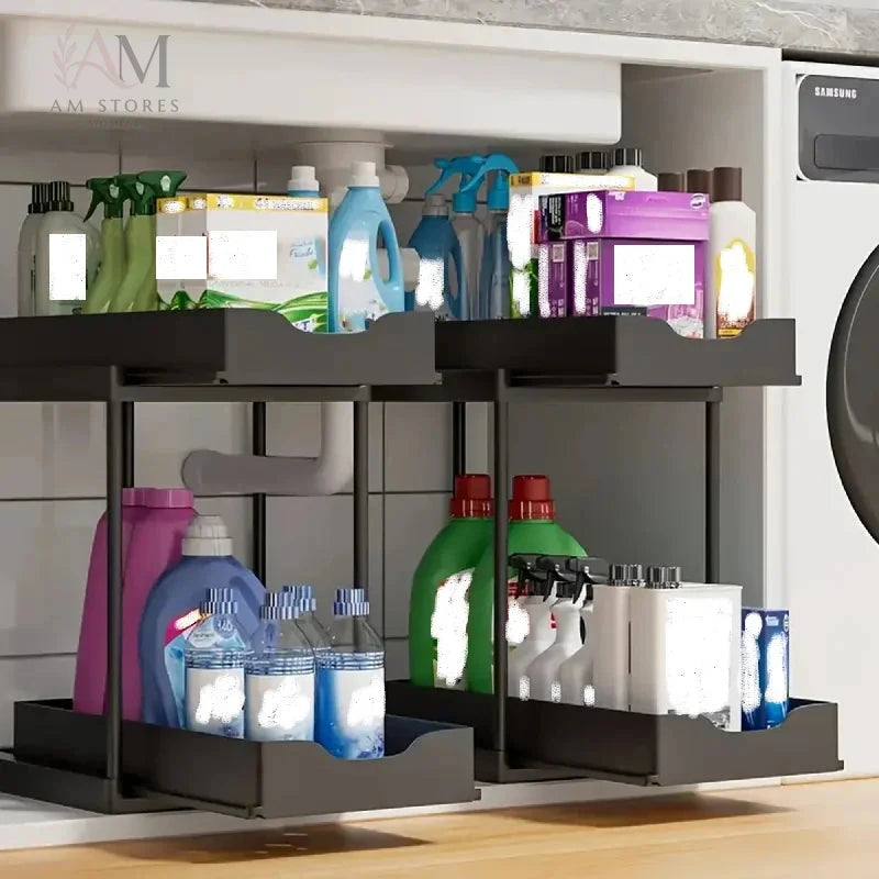 2-Tier Sliding Under-Sink Storage Organizer