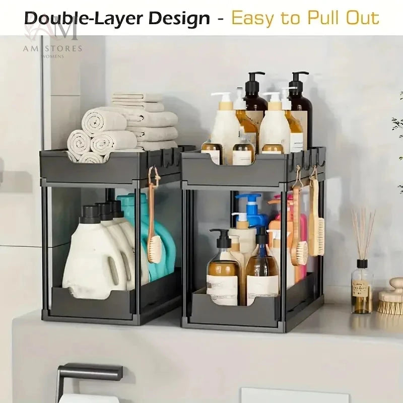 2-Tier Sliding Under-Sink Storage Organizer