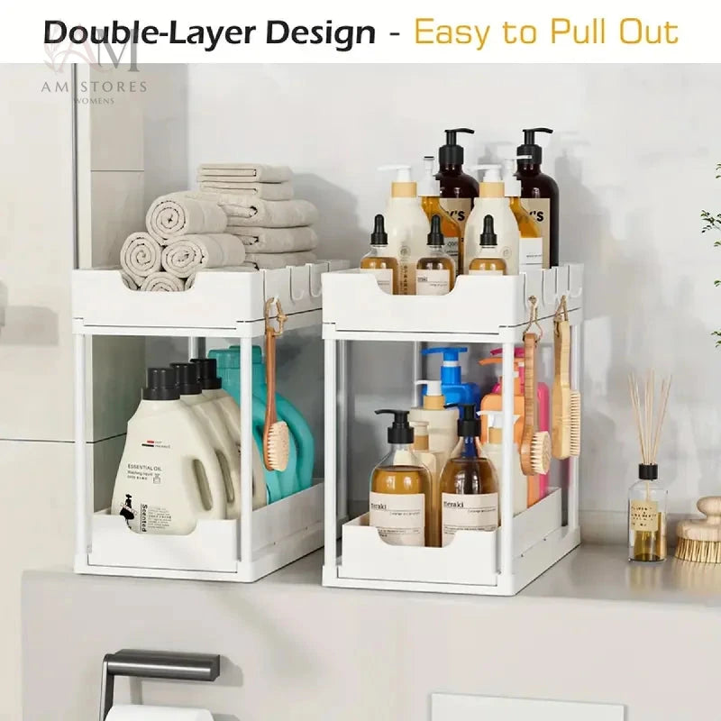 2-Tier Sliding Under-Sink Storage Organizer