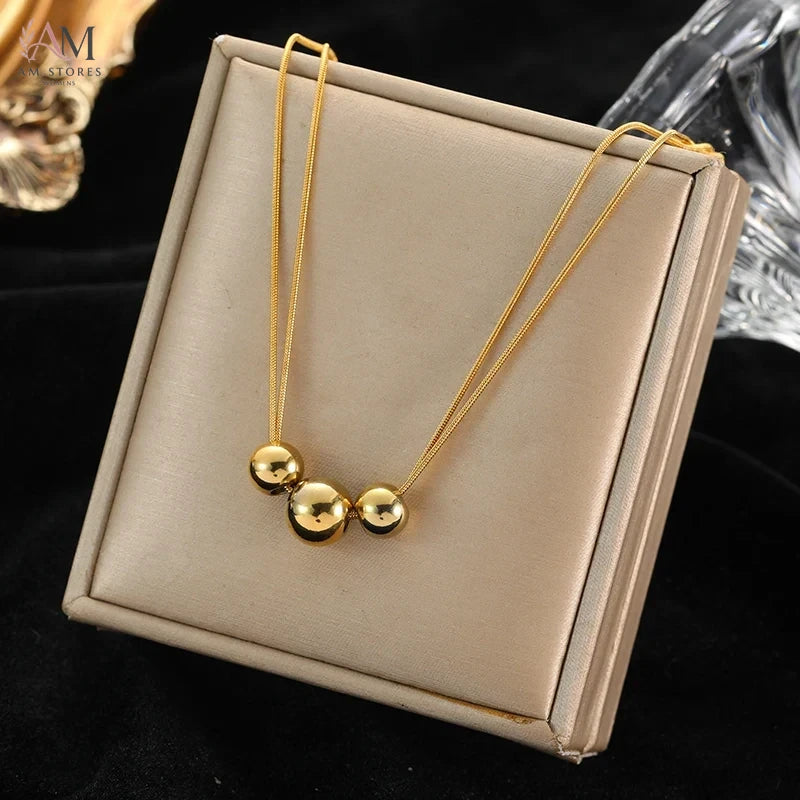 EILIECK 316L Stainless Steel Hollow Ball Bead Necklace - view 7