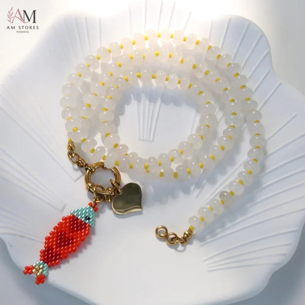 Handwoven Fish Pendant Necklace - view 8