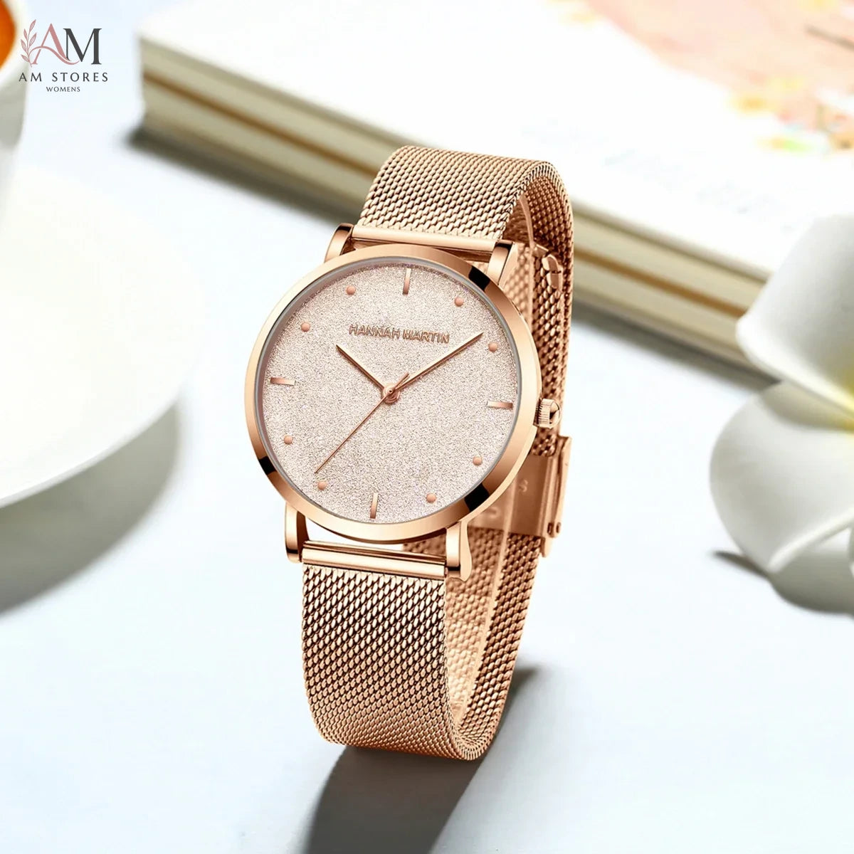 2025 New Women's Luxury Watch Matte Dial Japanese Quartz Movement Stainless Steel Mesh Strap Hannah Martin Brand Original Watch