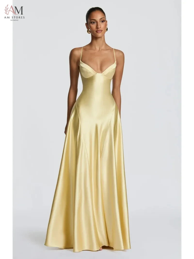 2026 fashion new ins with ladies' style dress thin sling low-cut V-neck slim backless sexy solid color high simple elegant dress