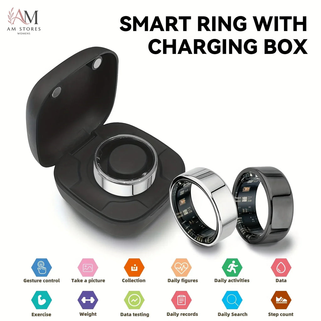 Smart Fitness Ring with Charging Case - Image 1